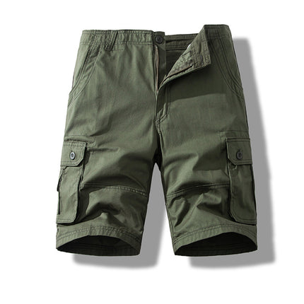Workwear shorts men's summer new Army Green multi-pocket cotton shorts loose thin casual sports pants
