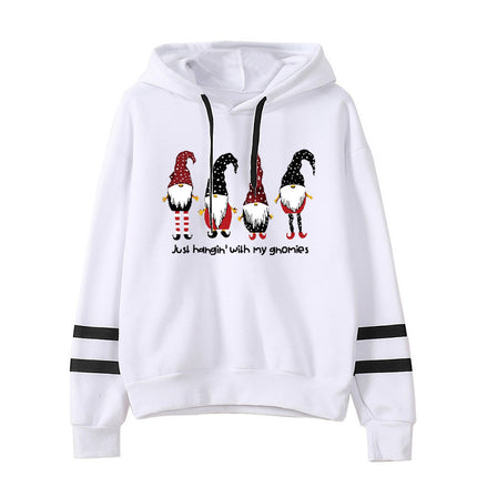 Cross-border European and American foreign trade sources Santa Claus printed parallel bars striped hooded hoodie autumn and winter European and American women