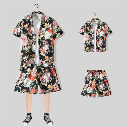 Short Sleeve Flower Shirt Hainan Island Beach Suit Sanya Hawaiian Style Thailand Travel Male Couple Summer Thin suit