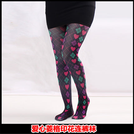 Cross-border thin printed pantyhose spring and autumn versatile butterfly wild abstract retro stockings women's socks anti-snagging wholesale