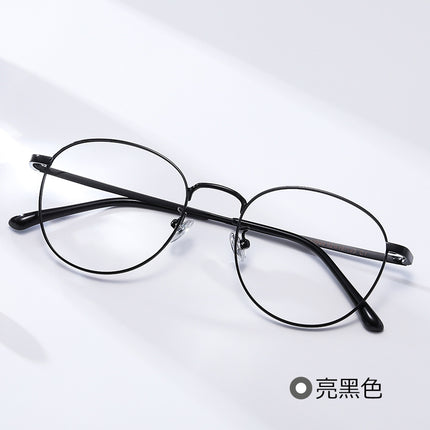 in stock anti-blue light flat mirror plain metal eye frame non-magnetic titanium adjustable degree artistic myopia mirror frame