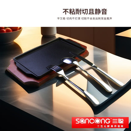 Sancong Steak Plate Commercial Cast Iron Teppanyaki Thickened Disc Long Plate Long Plate Barbecue Plate Restaurant Household Iron Plate