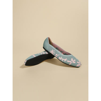 Princess shoes fly woven pointed plus size shoes women's shoes egg roll knitted flat soft bottom breathable woven bean shoes spring and autumn