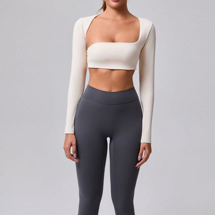 2025 Brushed Shawl Long-Sleeved Yoga Wear for Women Outdoor Running Sports Vest T-Shirt Fitness Quick-Drying Top