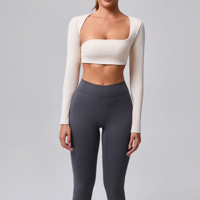 2025 Brushed Shawl Long-Sleeved Yoga Wear for Women Outdoor Running Sports Vest T-Shirt Fitness Quick-Drying Top