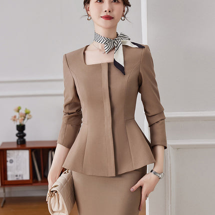 dark blue Professional suit Female Spring and Summer Hotel Manager Front Desk Reception Gold Shop Work Clothes Dress Suit Uniform