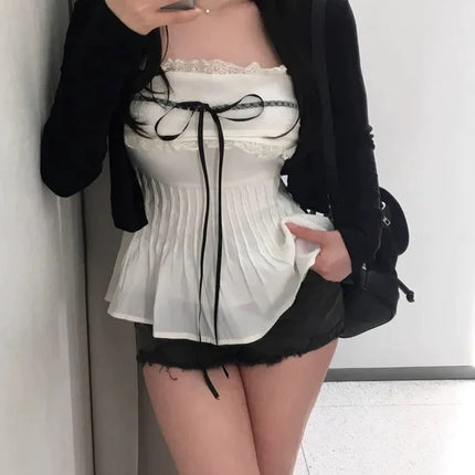 New Product from Dongdaemun, South Korea, Lace Tube Top, Slim Fit and Elegant Top with Pure Lust Bottoming Shirt