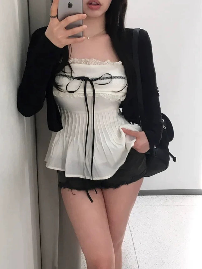 New Product from Dongdaemun, South Korea, Lace Tube Top, Slim Fit and Elegant Top with Pure Lust Bottoming Shirt