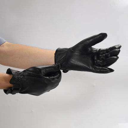 Genuine Leather Gloves for Men, Autumn and Winter, Fleece-Lined, Thickened, Warm, Cold-Proof, for Driving and Cycling, Men's First-Layer Sheepskin Gloves to Protect from the Cold