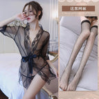 Black + black fishnet stockings / S