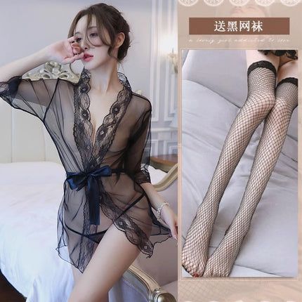 Pajamas, Feminine Bathrobes, Transparent Nightgowns, Women's Pure Lust Mesh Jackets, Adult Summer Cardigans, Thin Ultra-Short Straps
