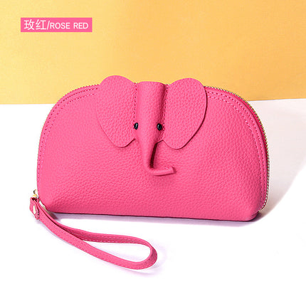 Creative Elephant Fashion Leather Wallet Women's Long Clutch Bag Niche Design ins Soft Leather Clutch Bag Wholesale