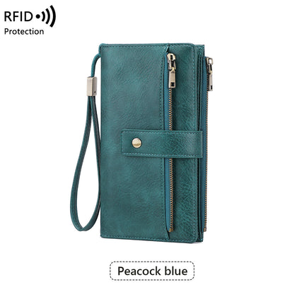 Cross-Border New Rfid Anti-Magnetic Women's Wallet with Multiple Card Slots 70% off Long Wallet European and American Retro Fashion Clutch Bag