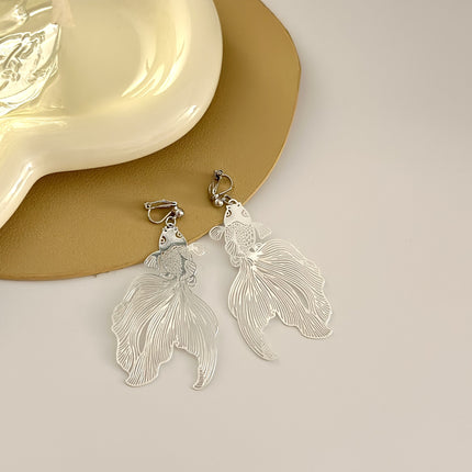 Chinese Style New Year series Red Koi earrings earrings mosquito coil ear clip painless without pierced ears