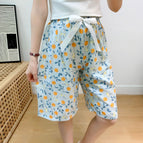 Women's medium pants/blue and green fruit / free size (40.00 kg-65.00 kg