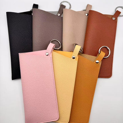 Pu Japanese and Korean Open Glasses Cosmetics Bag Genuine Leather Sunglasses Case Fashionable Unisex Myopia Glasses Portable Bag