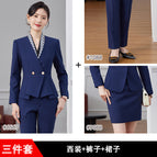 Dark blue suit + skirt + pants / S
