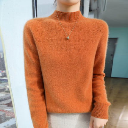 First-Line Garment Western Style Flower Pullover Soft Waxy Sweater Women's Autumn and Winter New Inner Knitted Base Shirt Slimming Age-Reducing