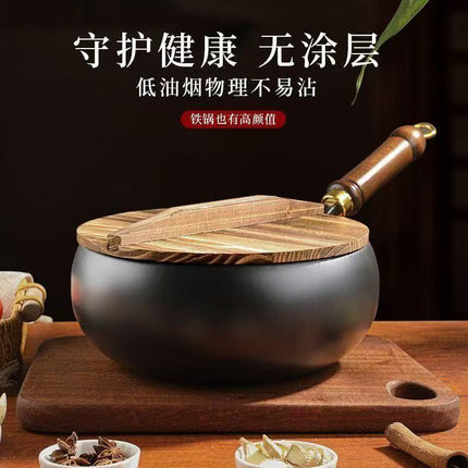 Zhangqiu Iron Pot Large Belly Pot Handmade Forged Small Wok Mini Small Iron Pot Uncoated Non-stick Household Wok