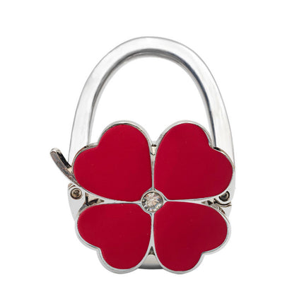 Spot Four-Leaf Clover Hanging Foldableing Portable Bag Hook Clover Pure Color Table Bag Hanging Device Handbag Bag Hook