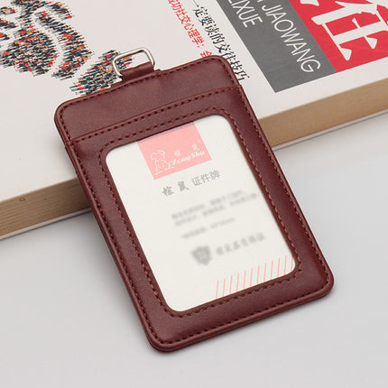 Leather Lanyard Work Id Card Holder with Multiple Card Slots, Customizable Company Logo
