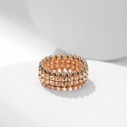 Classic Wide Rivet Ring, Fashionable and Luxurious V Gold Version, Non-Fading Couple's High-End Ring