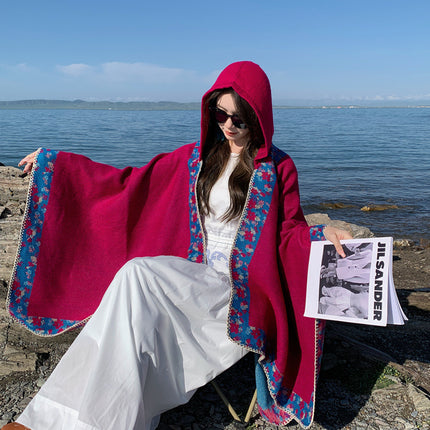 Summer Ethnic Style Scarf Xizang Sun Protection Silk Scarf Female Qinghai Lake Travel Photo Beach Towel Twill Satin Shawl Xinjiang