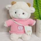 Pink bear head sweater + white bag / About 23cm