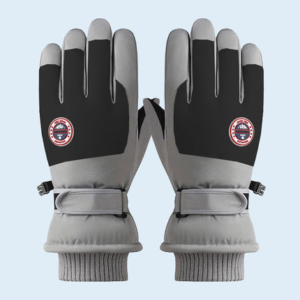 Winter Ski Gloves for Men and Women, Velvet Warm Outdoor Electric Vehicle Riding Waterproof Student Finger Touch Screen Gloves