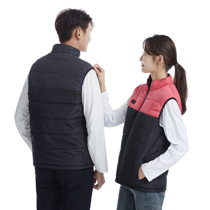 Winter Dual-Control Nine-Zone Color-Blocked Heated Vest, Smart Electric Heating Thermal Clothing, Cross-Border Wholesale, Men's Sleeveless Thermal Wear