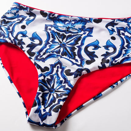 2024 European and American Amazon Aliexpress Bikini Handmade Applique Contrast Color Double Sided Swimsuit Suit Women 2367
