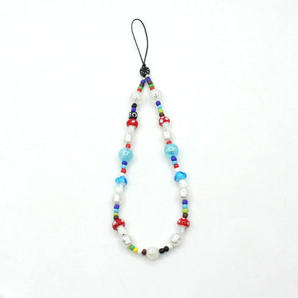 Online popular anti-lost mobile phone chain rainbow mobile phone chain same enamel beads DIY mobile phone lanyard factory direct sales