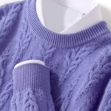 100% Wool Jacquard Sweater Men / Pull Laine Jacquard Col Rond