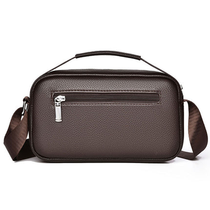New Small Square Bag Men's Mobile Phone Storage Shoulder Bag Multi-functional Casual Crossbody Bag High-end Litchi Men's Bag