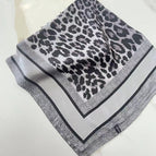 Wide frame leopard print gray silk scarf square scarf
