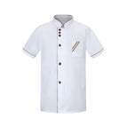 Short-sleeved white coat with coffee trim / M