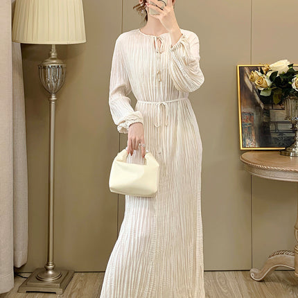 Miyake Long Dress for Women, Summer High-End Dress, New Style, Shenzhen Nanyou High-End Dress, French-Style Dress