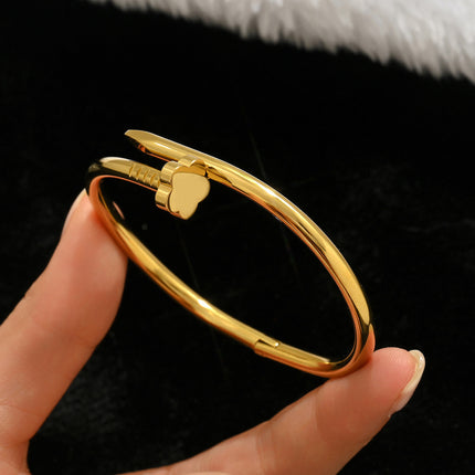 Titanium Steel Bracelet Does Not Fade, Diamond-Encrusted Real Gold Electroplated 18K Gold Stainless Steel Bracelet Douyin Cross-Border Same Style