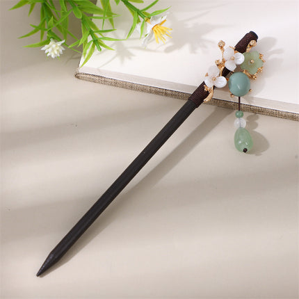 Antique Hairpin Tassel Step Wooden Hairpin Imitation Ebony Headwear Disc Hair Han Clothes Accessories Hair-pulled Ancient Clothes Hair Women