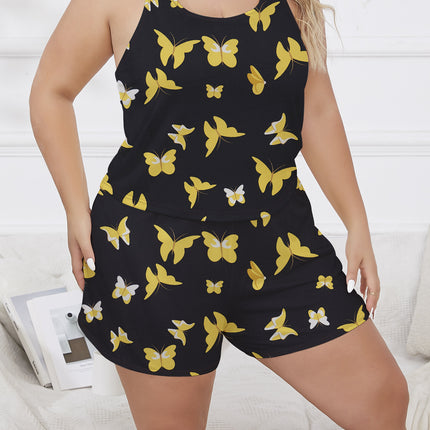 Cross-border Europe and the United States wholesale plus size ladies summer new comfortable suspenders shorts ladies pajamas home clothing suit