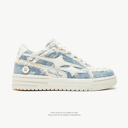 Guangzhou Shoes Destroyed Aesthetic Design Men's Shoes Men's Trendy Shoes White Sneakers Casual White Shoes Men's and Women's Couple Shoes