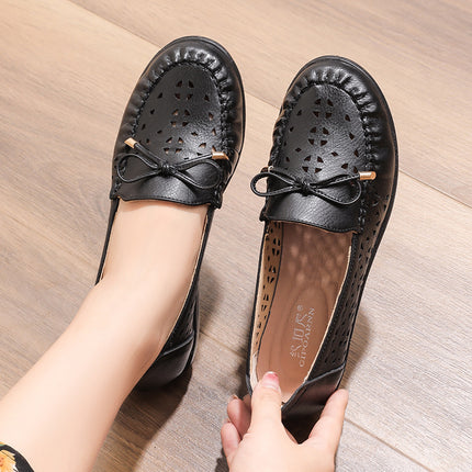Mom's Shoes, Summer Women's Shoes, Middle-Aged and Elderly Soft-Soled Shoes That Don'T Tire the Feet, Clogs, Breathable Sandals for Middle-Aged People, Non-Slip Leather Shoes