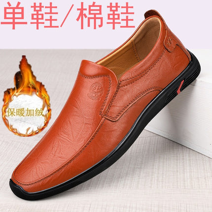 Cross-border business casual leather shoes men's slip-on flat driving shoes lazy shoes Four Seasons single shoes peas shoes cowhide men's shoes