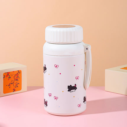 Cartoon cute high-value large-capacity new thermos stainless steel outdoor sports portable rope coffee cup