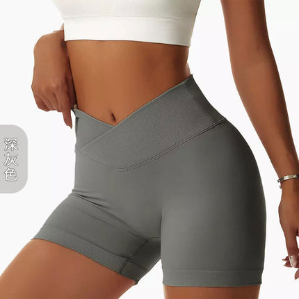 European and American Outdoor Yoga Shorts Elastic High Waist Running Fitness Tight Peach Hip Seamless Sports Shorts for Women