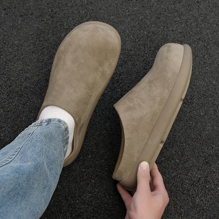 Little Potato Birkenstock Shoes Men's Slip-On Toe-Cap Half Slippers Slip-On Slip-Ons Commuter Retro Large-Toe Mule Shoes
