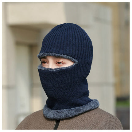 New Men's Hat with Fleece Lining, Thickened for Outdoor Use, Unisex Winter Pullover Beanie, Windproof for Northeast Cold