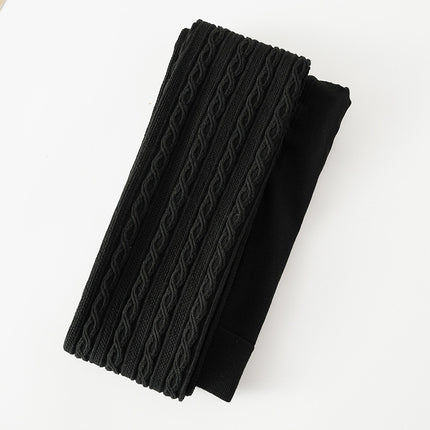Autumn and Winter Women's Thin Retro Figure-Eight Twist Vertical Stripe Pantyhose Simple Off-White Gray Leggings New Arrival