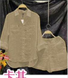 2025 Cross-Border Southeast Asian Summer Fashion Shirt Set Loose Slimming Look Casual Comfortable Two-Piece Set Wholesale