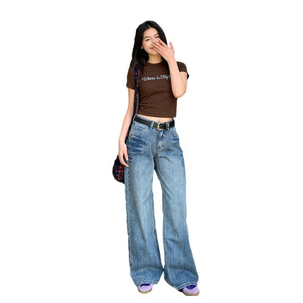[Dali Diary] 25Ss New American Retro High-Waisted Stud Design Loose Straight-Leg Jeans